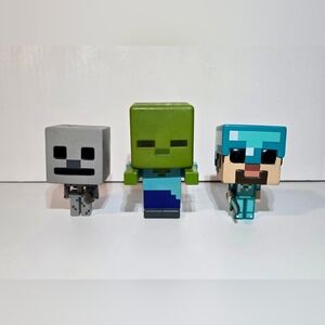 Minecraft Funko Pop! & Mattel Set of 3 Video Game Collectible Figures LOOSE
